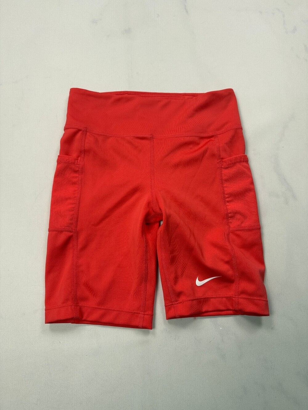 Nike Dri-FIT Athletic Shorts Red Modern Sporty High Waisted - Girls S